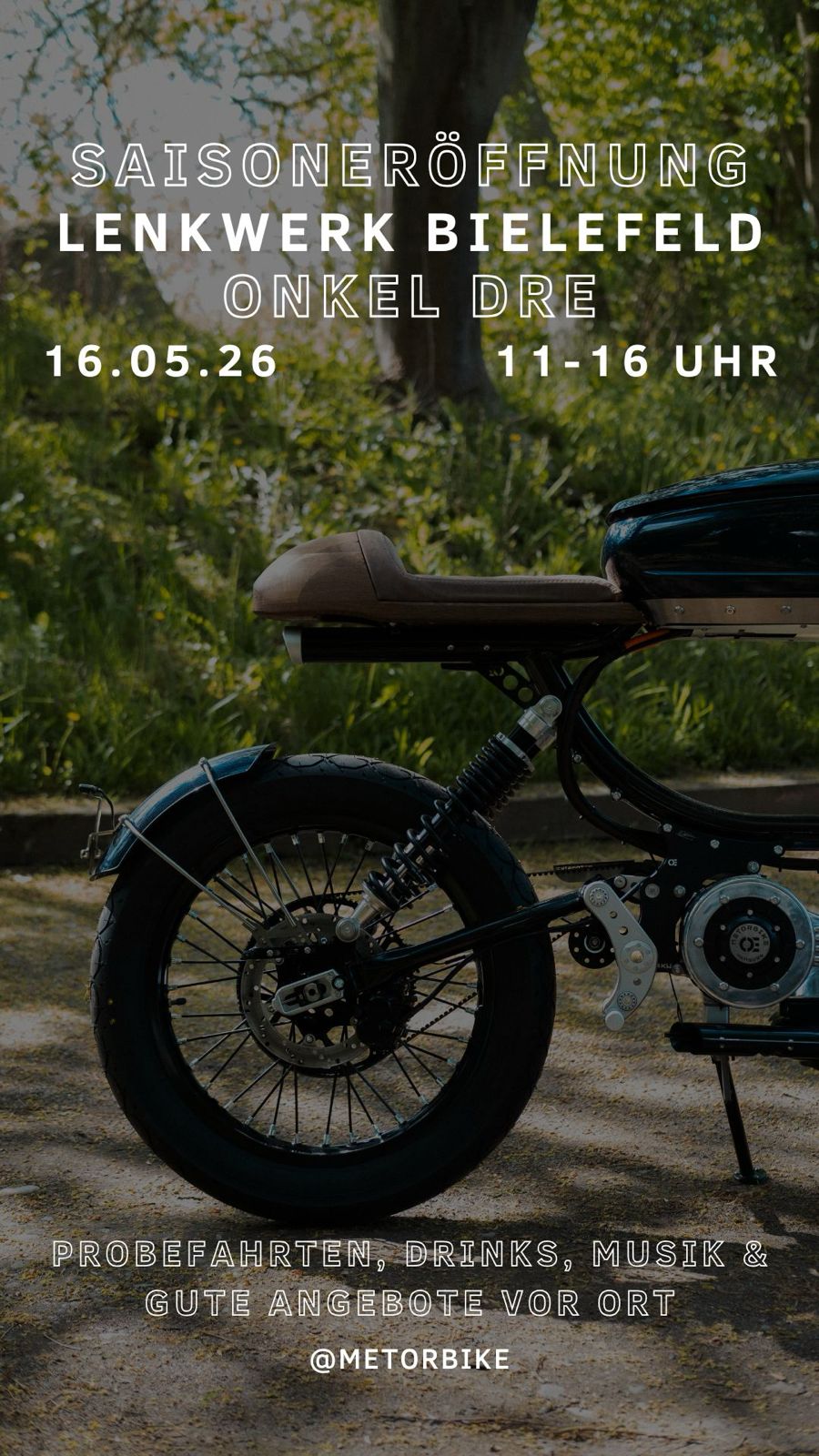 Banner von Metorbike zur Saisoneröffnung bei ONKEL DRE